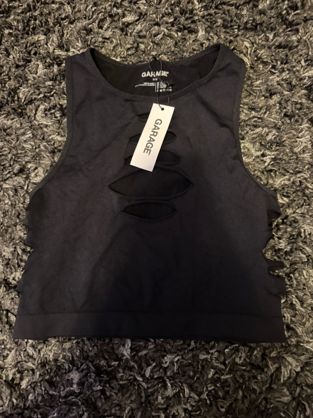 Garage Black Cutout Crop Tank Top